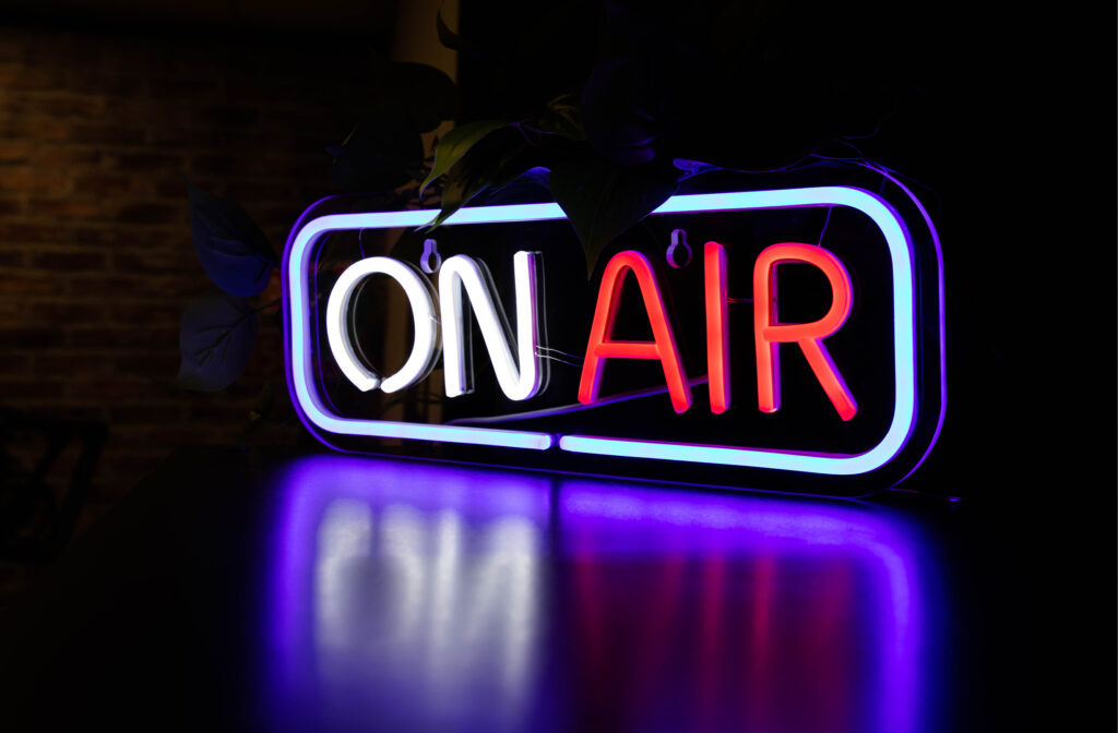 On air sign lit up